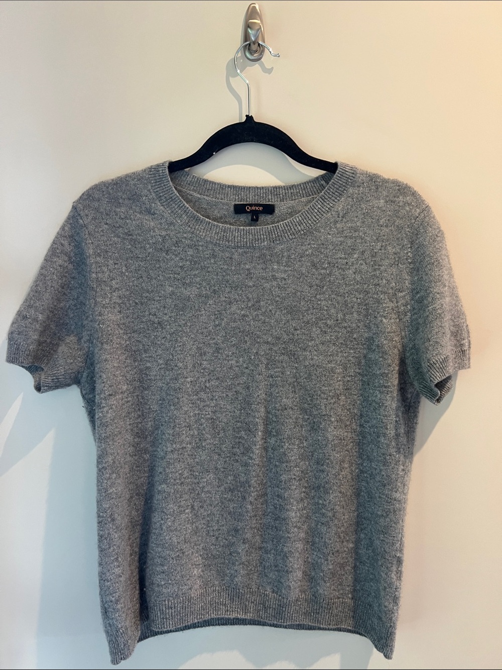 Quince Women’s Gray Short-Sleeve Crewneck Sweater